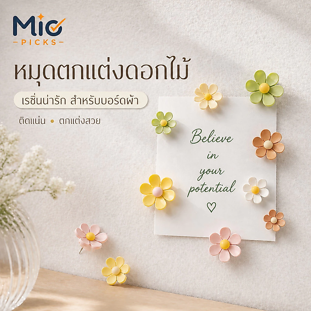 หมุดปักดอกไม้สีสันสวย สไตล์INS ขนาดเล็กใหญ่ น่ารักมาก ปักบอร์ดไม้ก๊อก ตกแต่งผนังติดรูปภาพ สินค้ามีสต็อกจัดส่งไว