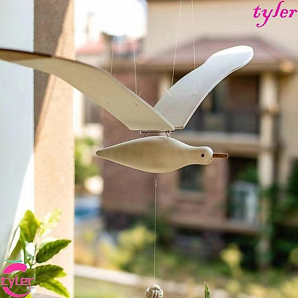 Tyler Flying Seagull เครื่องประดับแขวน, ไม้ Creative Flying Flapping Seagull งานฝีมือ, Elegant เมดิเตอร์เรเนียน Air Charm Vintage Flying Seagulls จี้ระเบียง