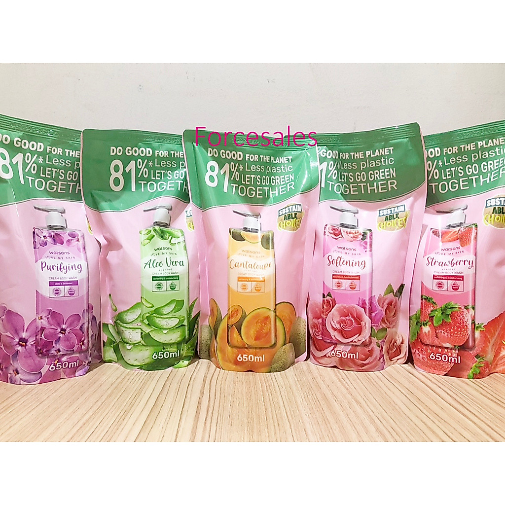WATSONS วัตสัน เลิฟ มาย สกิน  ครีม บอดี้ วอช 650มล.(รีฟิล)