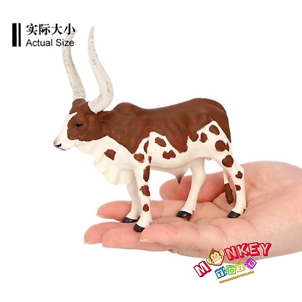 Monkey Toys โมเดลสัตว์ Cow วัว แองโกล วาตูซี พ่อ ขาวแดง ขนาด 12.50 CM (จากหาดใหญ่)