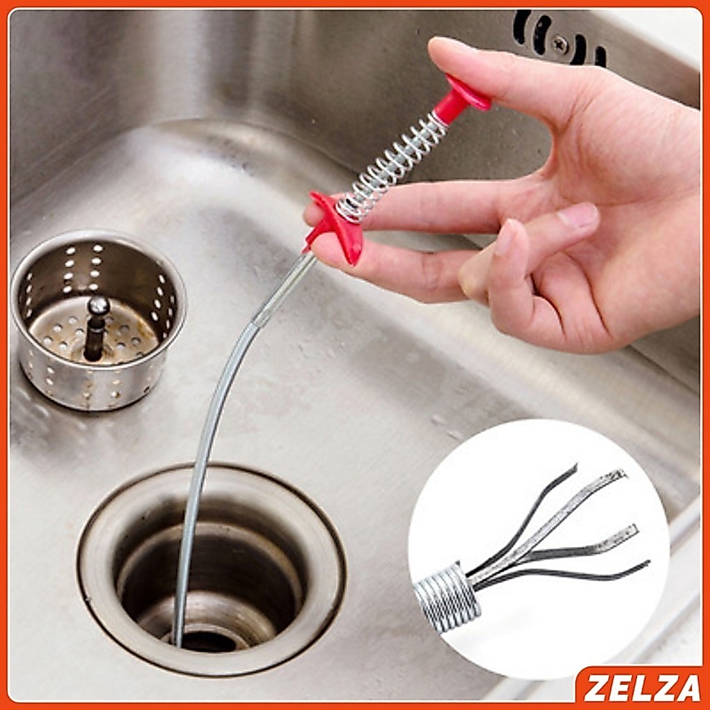 ZELZA งูเหล็กทะลวงท่อตัน  แก้ท่อตัน สปริงทะลวงท่อตัน งูเหล็ก (ยาว60 เซน 60cm) Drain Pipe Jam Cleaner