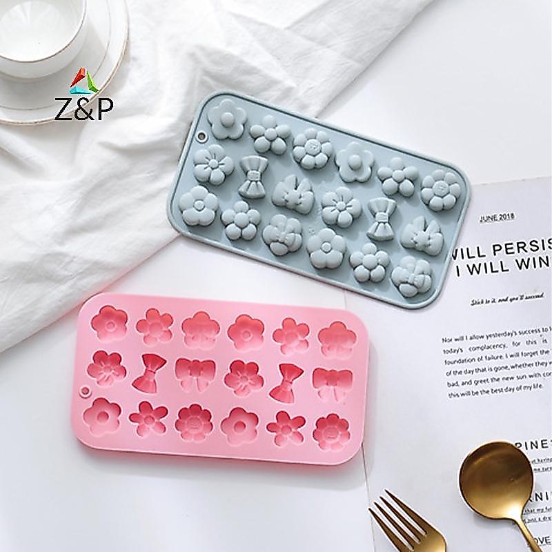 Z&P 1 PC 18Cavity ดอกไม้ Bow Tie แม่พิมพ์ซิลิโคนช็อกโกแลต DIY พุดดิ้งบิสกิต Pastry ขนม Fondant เทียนเค้กแม่พิมพ์เบเกอรี่เครื่องมือ COD