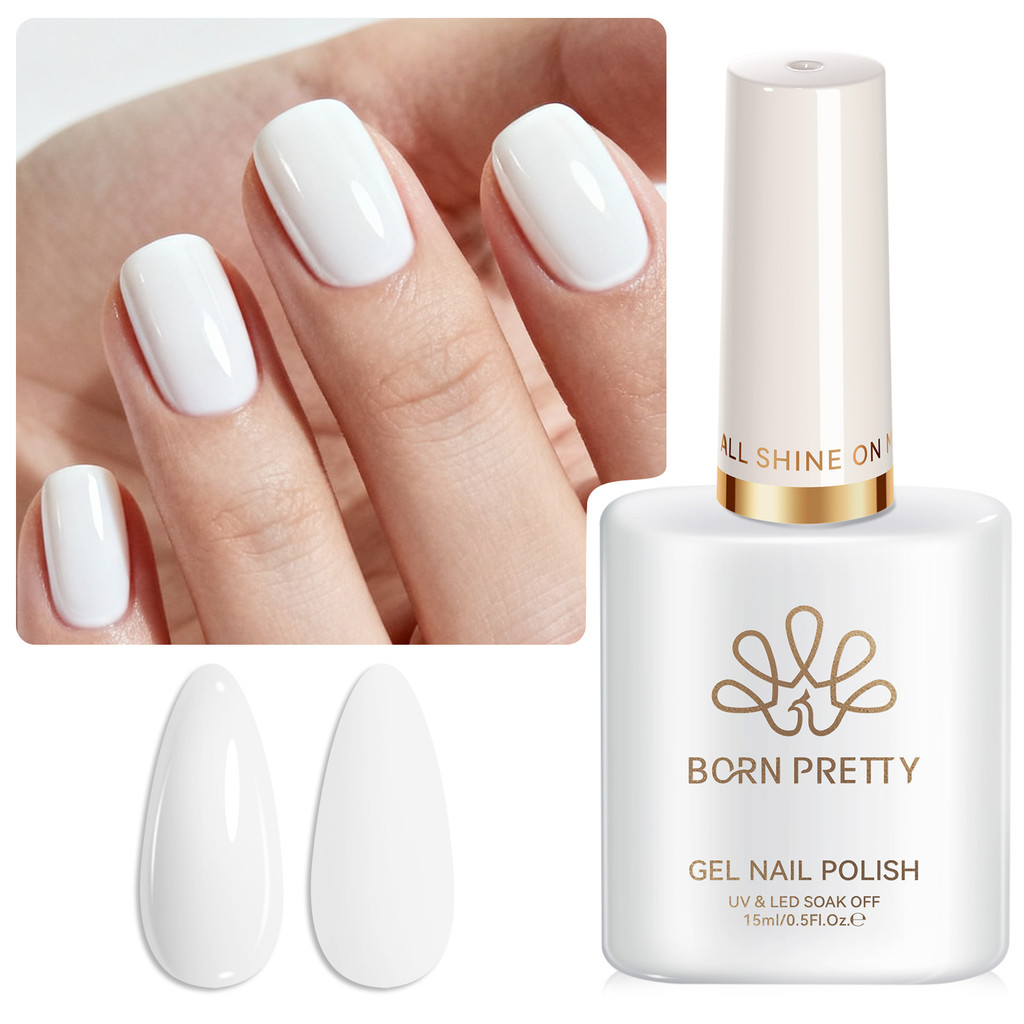 【Local】BORN PRETTY 15ml Pure White Nail Gel Polish Super Bright Long Lasting Varnis กึ่งถาวรสําหรับเล็บ