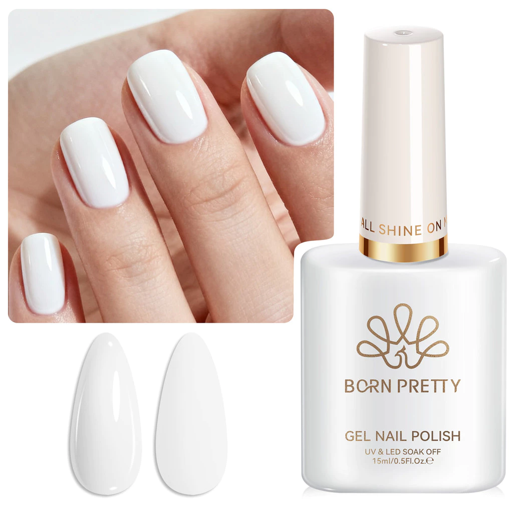 【Local】BORN PRETTY 15ml Pure White Nail Gel Polish Super Bright Long Lasting Varnis กึ่งถาวรสําหรับเล็บ