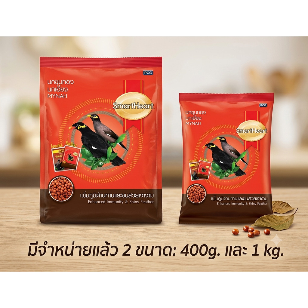 อาหารนกขุนทองสมาร์ทฮาร์ท ขนาด 400 G และ ขนาด 1 KG