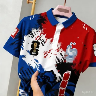 เสื้อฟุตบอลฝรั่งเศส 2026 นักสนับสนุนฟุตบอลโลกแฟชั่นที่สะดุดตาและสดใสเสื้อโปโลผู้ชายแขนสั้นผู้ชายเสื้อผ้า