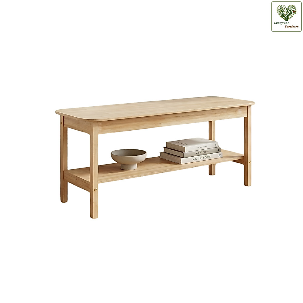 Evergreen Furniture ชั้นวางทีวีไม้ยาพารา ชั้นวางทีวีมินิมอล รุ่น V ความยาว 100 ซม. มี 3 สี พร้อมชั้นวางของ
