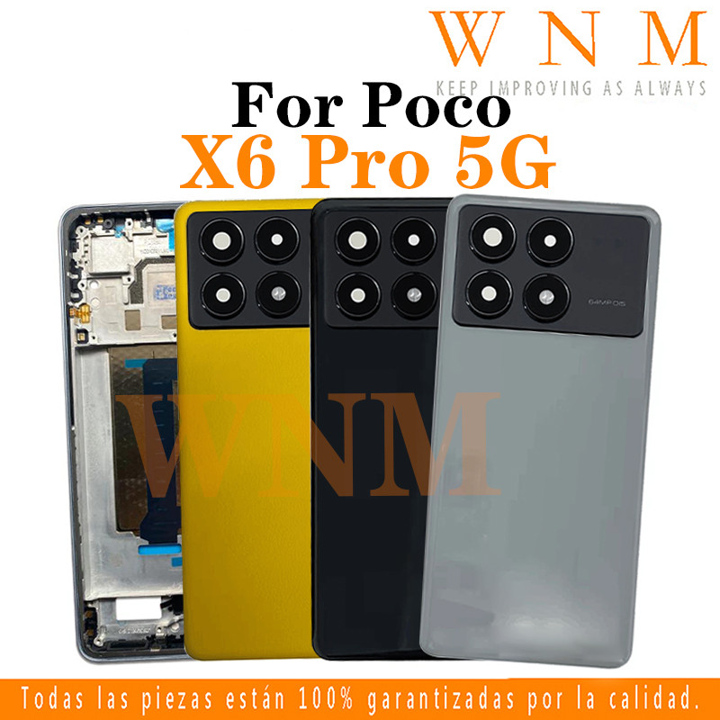 สําหรับ Poco X6 Pro 5G LCD กรอบด้านหน้า Bezel ฝาหลังแบตเตอรี่ + กรอบกลาง + ชิ้นส่วนกรอบกล้องด้านหลังกรณีฝาครอบแชสซีกลาง