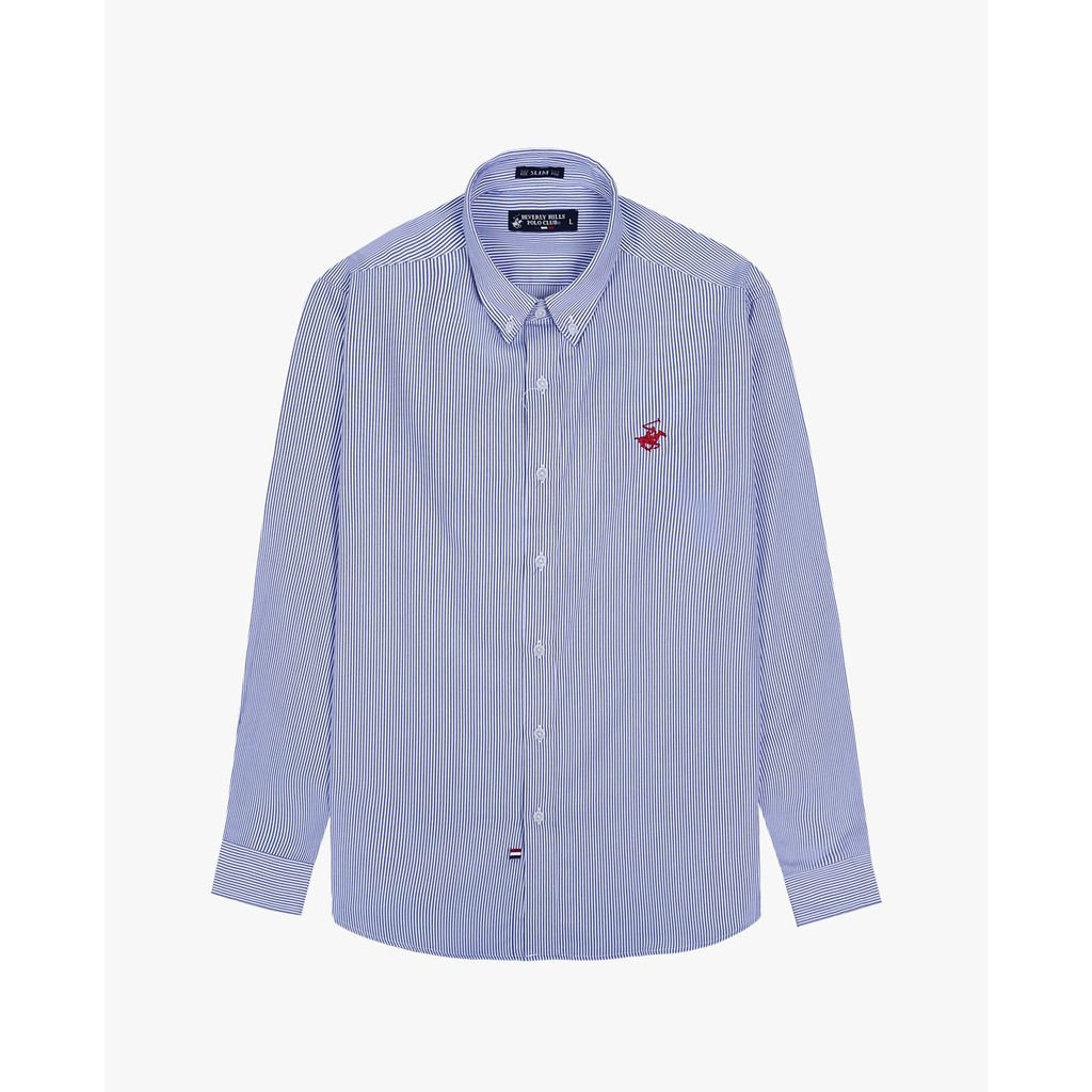 BEVERLY HILLS POLO CLUB - เสื้อคอปกแขนยาวลายทางแฟชั่นบุรุษ CMSLW23TL008-KMS