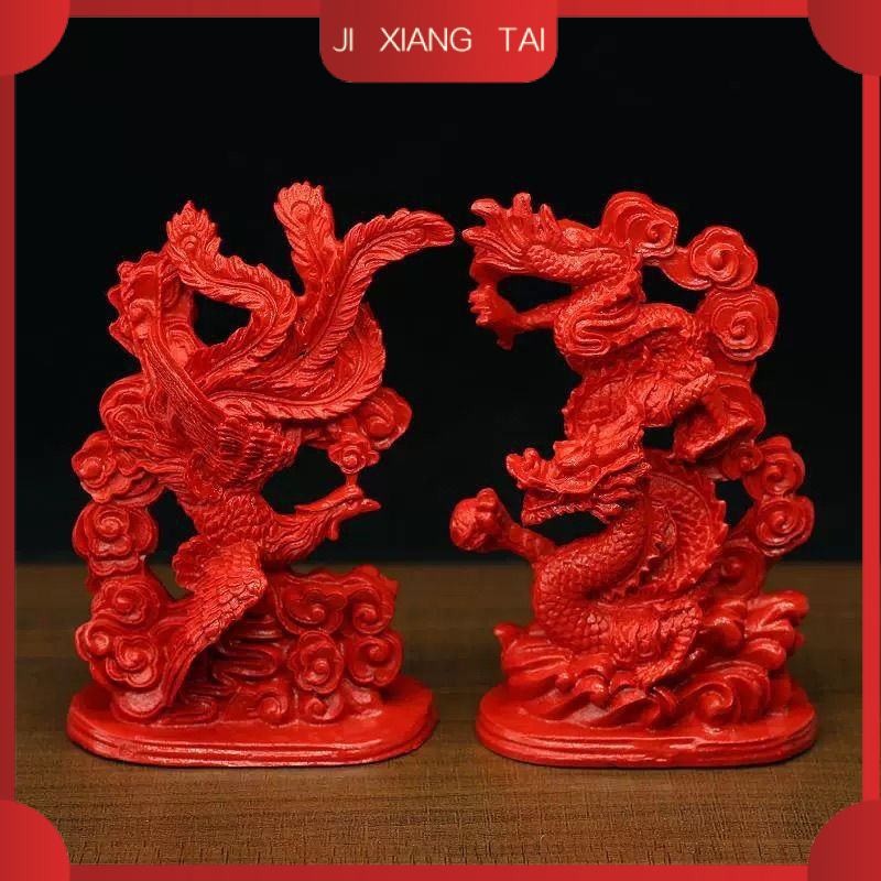 อุปกรณ์ลูกตุ้ม Cinnabar decorations, home decorations, dragon and phoenix, living room handicrafts d