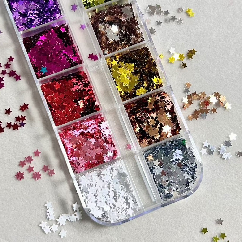 12 ช่องกล่องลายดาว เลื่อมลายคริสต์มาส เลื่อมรูปดาวห้าแฉกหลากสี - รูปที่ 6