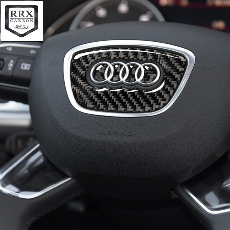 Audi Q5 คาร์บอนไฟเบอร์พวงมาลัยโลโก้การปรับเปลี่ยนรถอุปกรณ์ตกแต่งภายใน A3 8VA4LB8Q3Q58RQ3Q5
