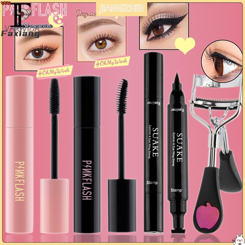 zvdsfveb JIANGZHIB ชุดมาสคาร่า PINKFLASH กันธรรมชาติที่เขียขนตาหัวใจเครื่องสำอางชุดแต่งตา rtgbntynuy