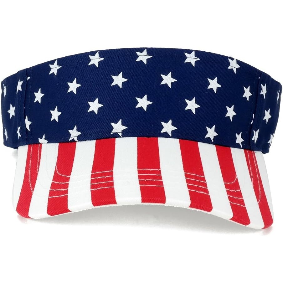 American USA Flags Stars and Stripes Patriotic Twill Cotton Visor 4E4J