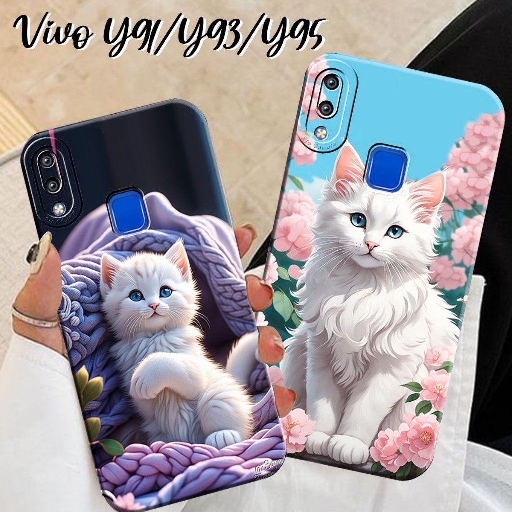 HP Softcase VIVO Y91/Y93/Y95 FINGER Cute Cat Motif - เคส Vivo - เคสโมเดิร์น - เคสปัจจุบัน - เคสมือถื