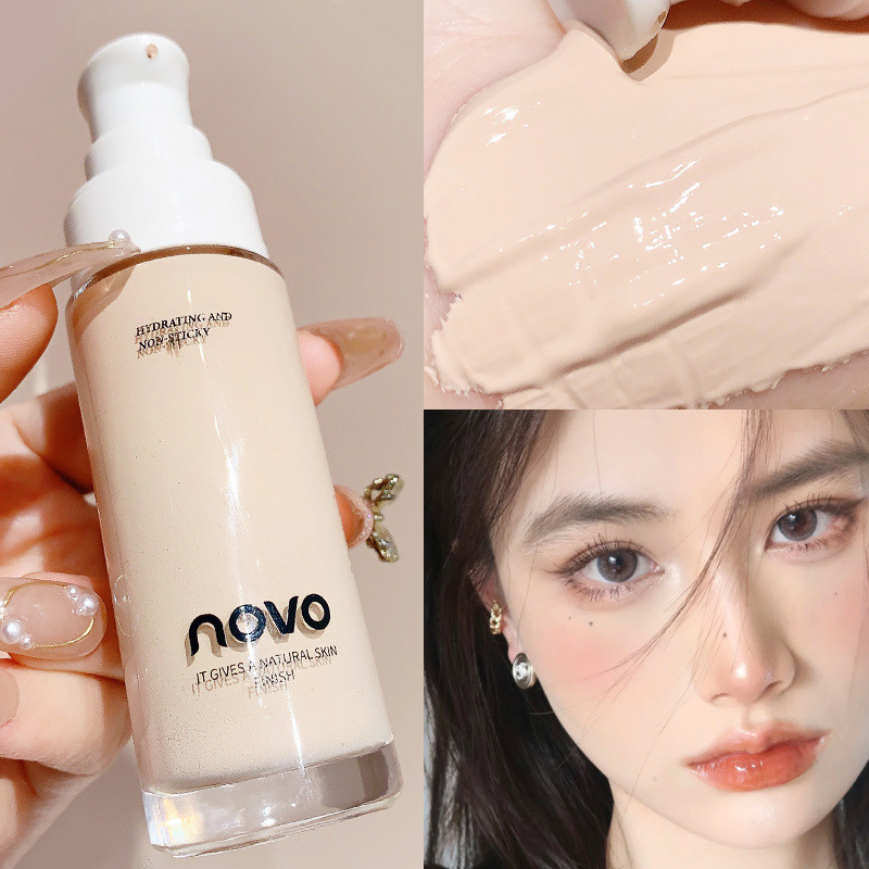 NOVO Liquid Foundation Moisturizing คอนซีลเลอร์ Moisturizing Long-Lasting Oil Control ไม่มีแป้งแต่งห
