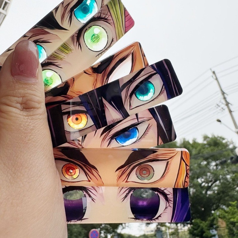Demon Slayer ใหม่ตาการ์ดโปร่งใส Agatsuma Zenitsu Tokitou Muichirou Kanroji Mitsuri dual eye Demon Slayer อะนิเมะอะคริลิคอุปกรณ์ต่อพ่วงพวงกุญแจ 123