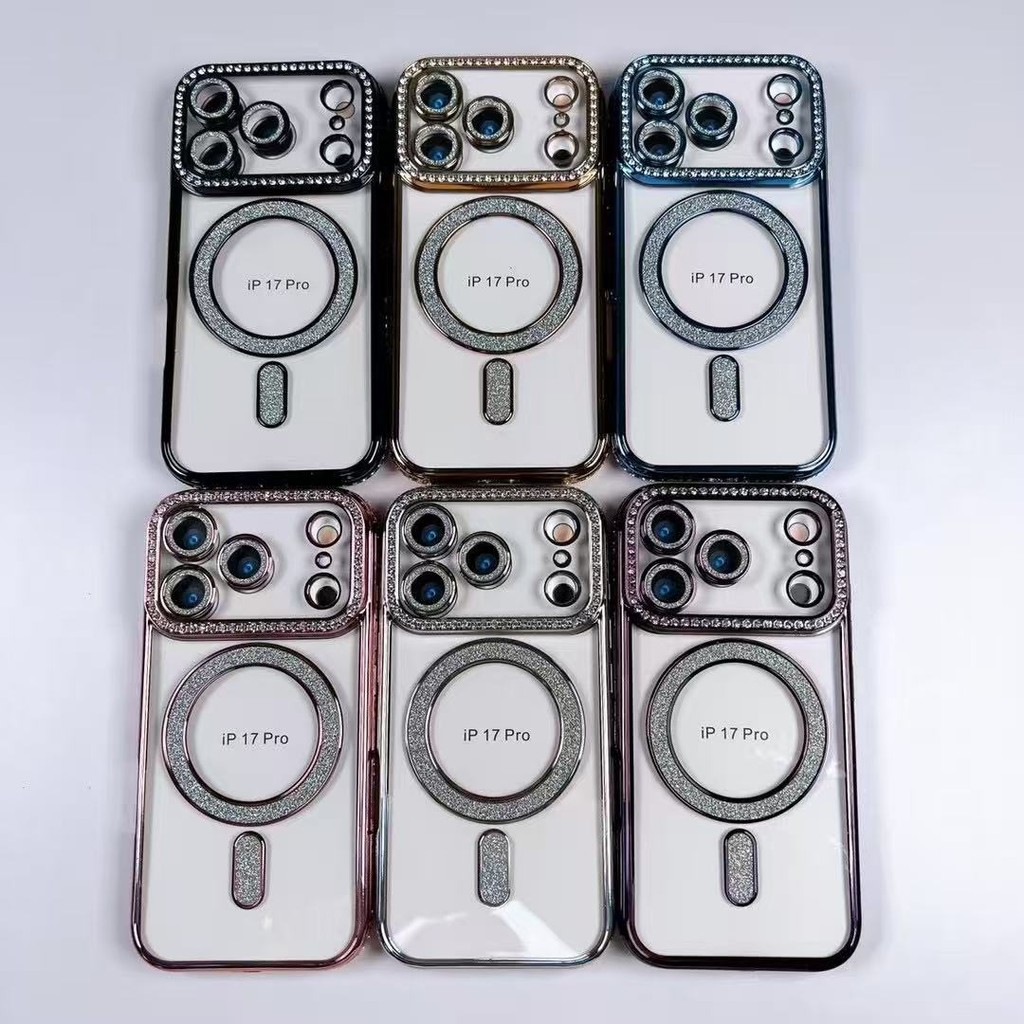 เคสใส สำหรับ iPhone 17 pro max / 17 pro / 17 air / 17 เคสใสขอบเงา เพชร พร้อม magnetic