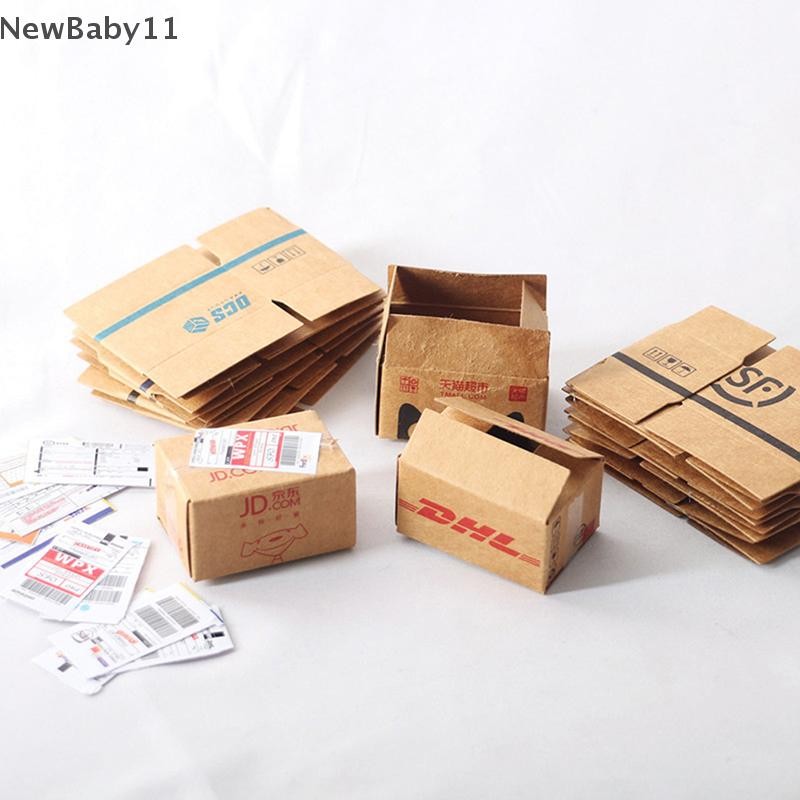 NY 1Set Mini Carton Express Carton 1:12 Dollhouse Miniature Express Box Decor ของเล่น NBaby