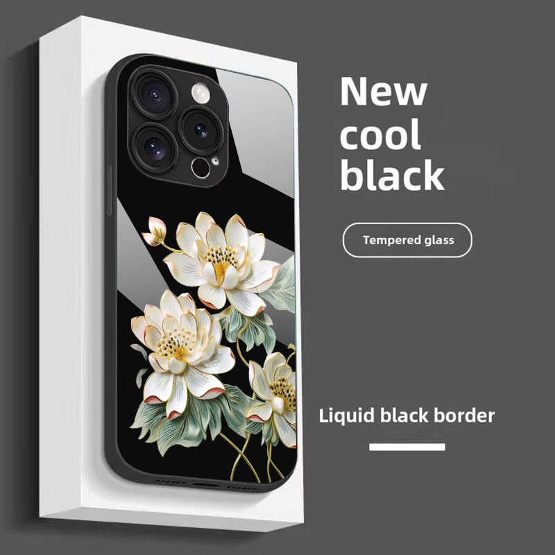 3 in1 Lotus สําหรับ Oppo Reno 10 10pro 9 9pro1111f 11pro 12 12pro12f Anti-knock Tempered Class Case
