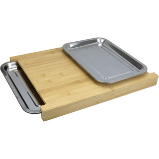 Tábua de Corte 2 Gavetas Coletoras Inox Home&Co Retangular Bambu 4x34 Natural