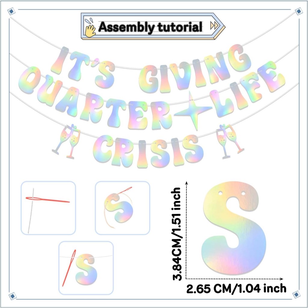 มันเป็นให้ Qu*rter Life Crisis Banner,Cheers ถึง 25 ปี Anniversary Party Supplies,Happy 25th Birthda