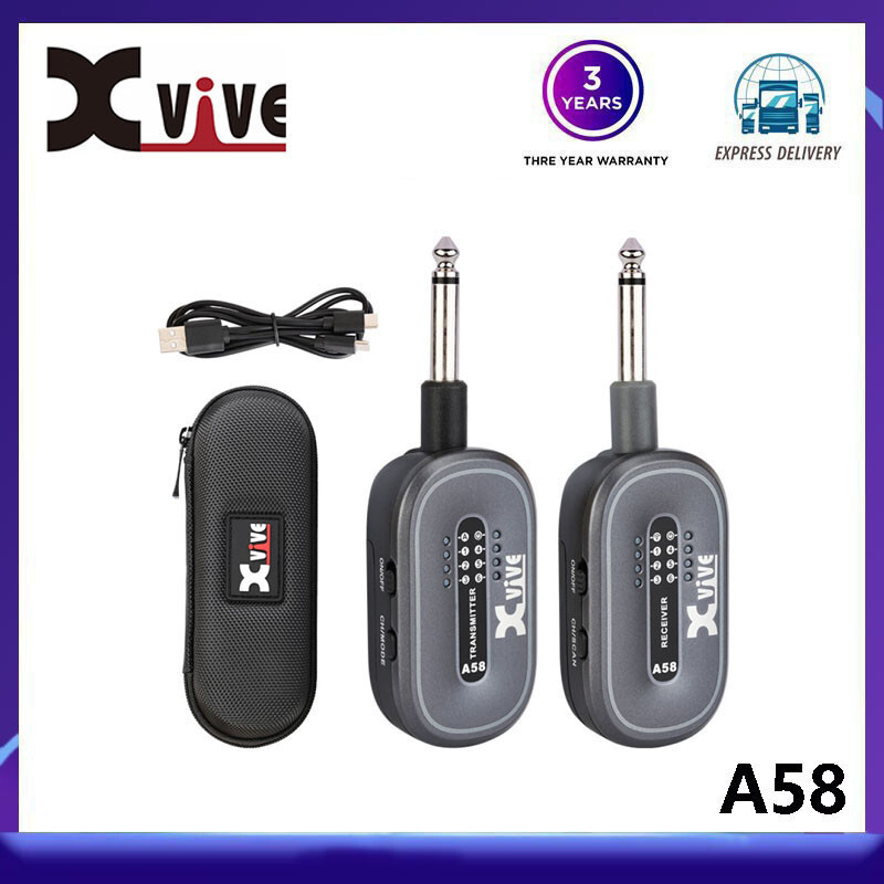 Xvive A58 กีตาร์ไฟฟ้า ตัวรับสัญญาณไร้สาย เครื่องมือเบสพื้นบ้าน สายสัญญาณเสียง สายเคเบิลเวที