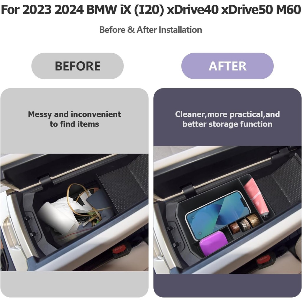 LUWU สําหรับ 2024 2025 BMW iX คอนโซลกลาง 2022-2025 BMW iX xDrive40 xDrive50 M60 ที่เท้าแขนกล่องเก็บท