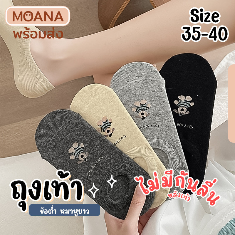 พร้อมส่ง : ถุงเท้า ข้อต่ำ หมาหูยาว 5 คู่ ไม่มีกันลื่น แล้วแต่รุ่น ลายน่ารัก เนื้อผ้านุ่ม
