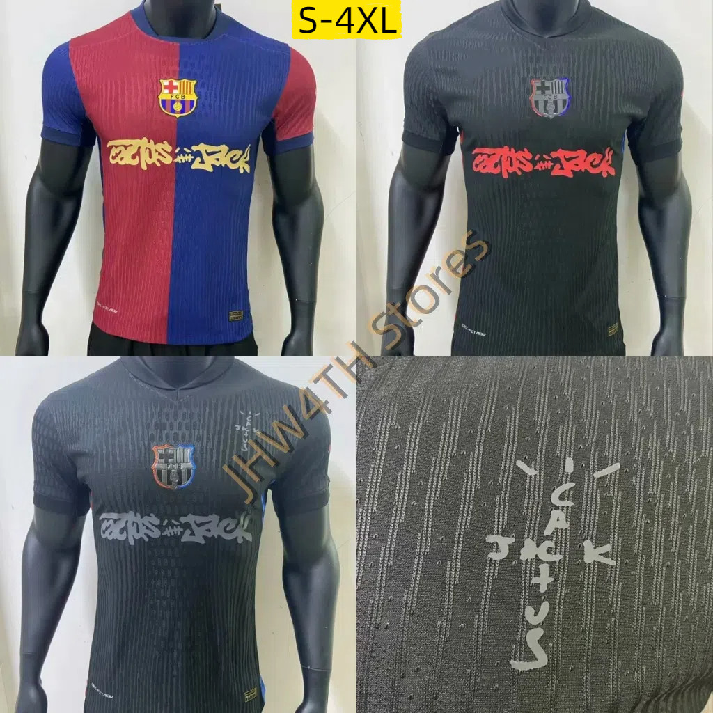 เสื้อฟุตบอลที่ระลึก Barcelona ดีไซน์ Travis Scott Cactus Jack