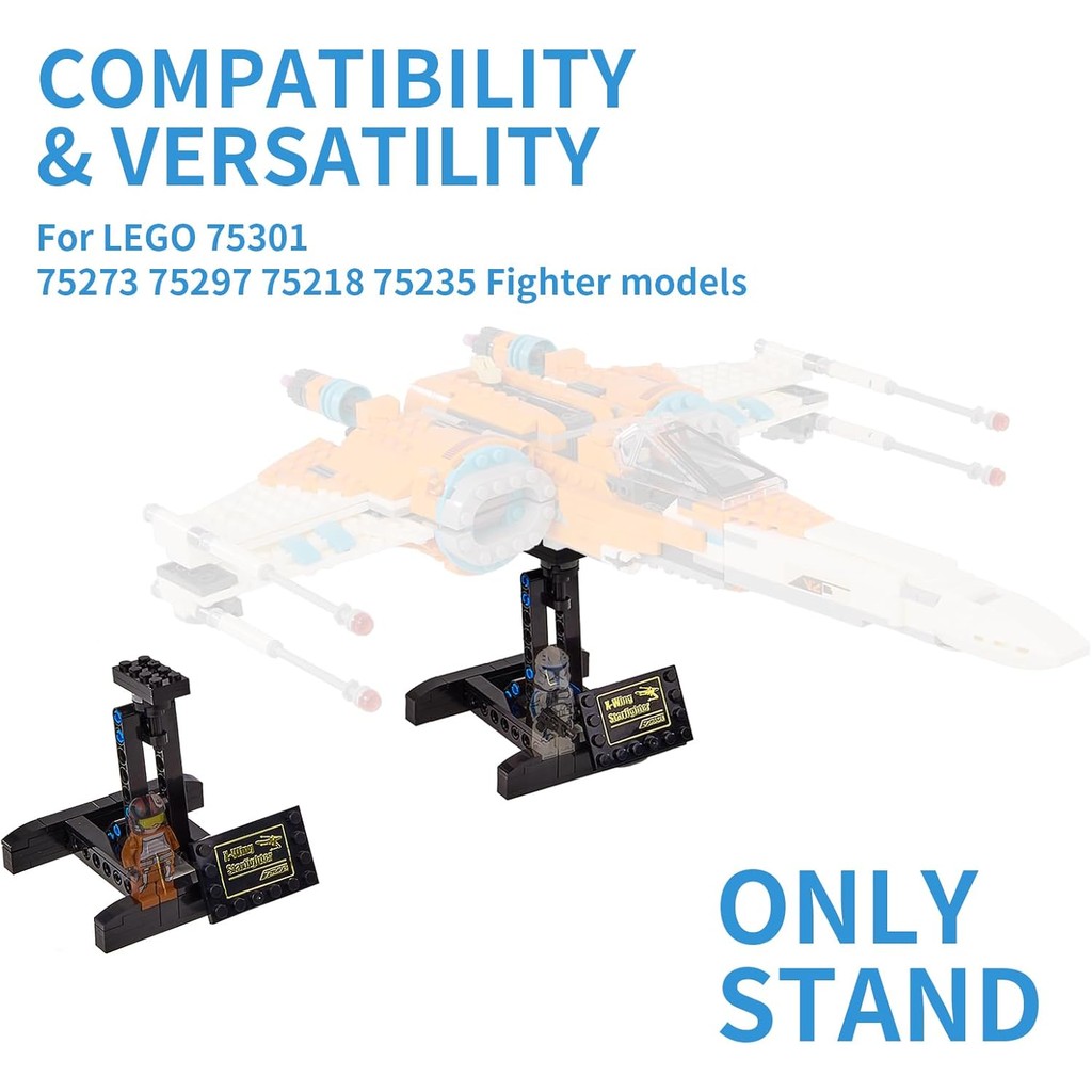 (2-Pack) Lego Display Stand สําหรับ X Wing Fighter 75301 75273 75297 75218 75235, 3-in-1 Multi-Purpo
