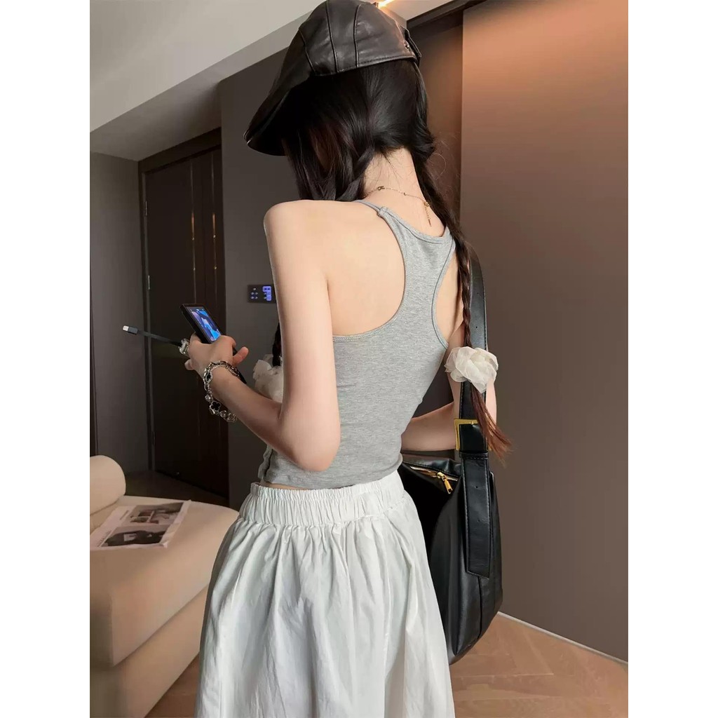 1191 Camisole สำหรับผู้หญิง เสื้อทรงคอร์เซ็ท สีพื้น รูปที่ 3