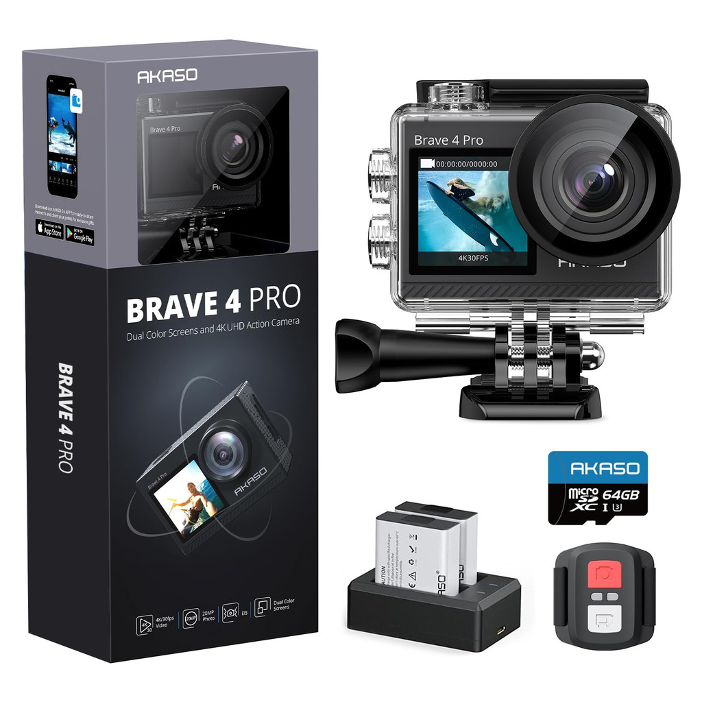 【Delivery fr Japan】AKASO Brave4pro กล้องแอคชั่น 4K 20MP ชุดการ์ด SD