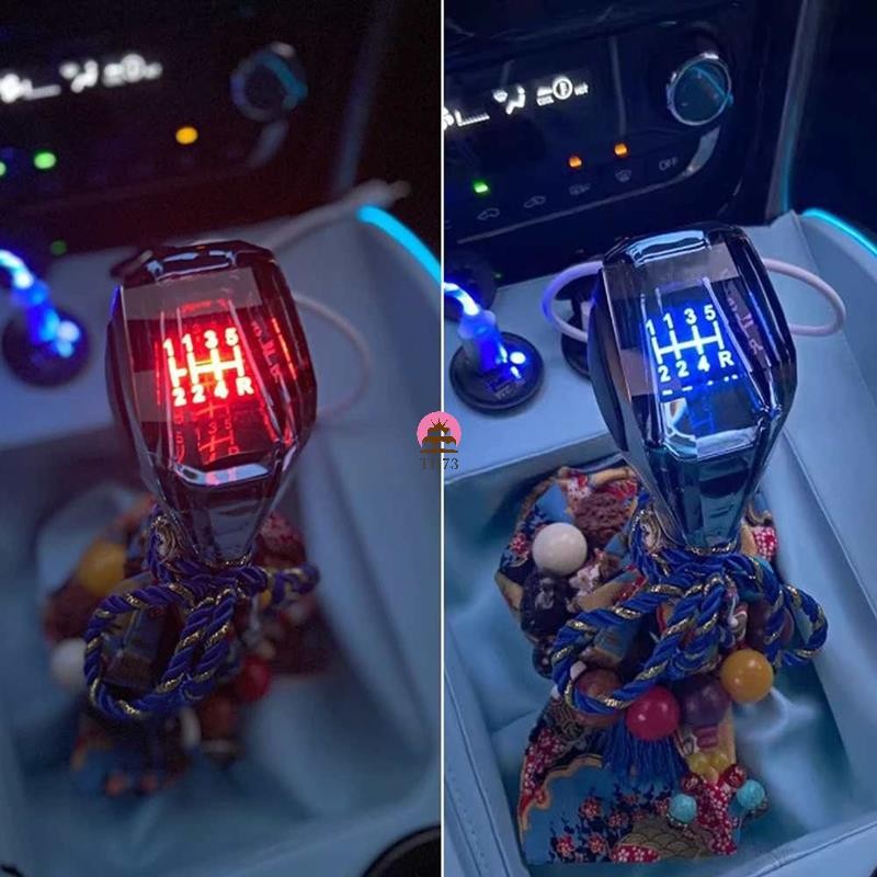 hzsxjdzaxuUniversal รถคริสตัลดัดแปลงเกียร์ Shift Knob Lever ไฟ LED หลากสี- R135246 หน่วยควบคุมแฮนด์บอลรถยนต์ 6 ความเร็ว 13524R - รูปที่ 3