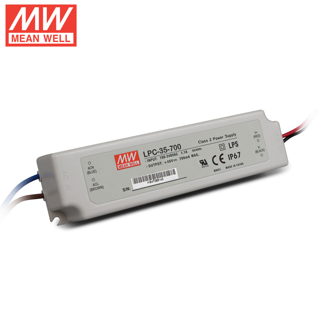 ไต้หวัน MEAN WELL Switching Power Supply LPC-35-700 35W 700mA เคสพลาสติก IP67 กันน้ํา