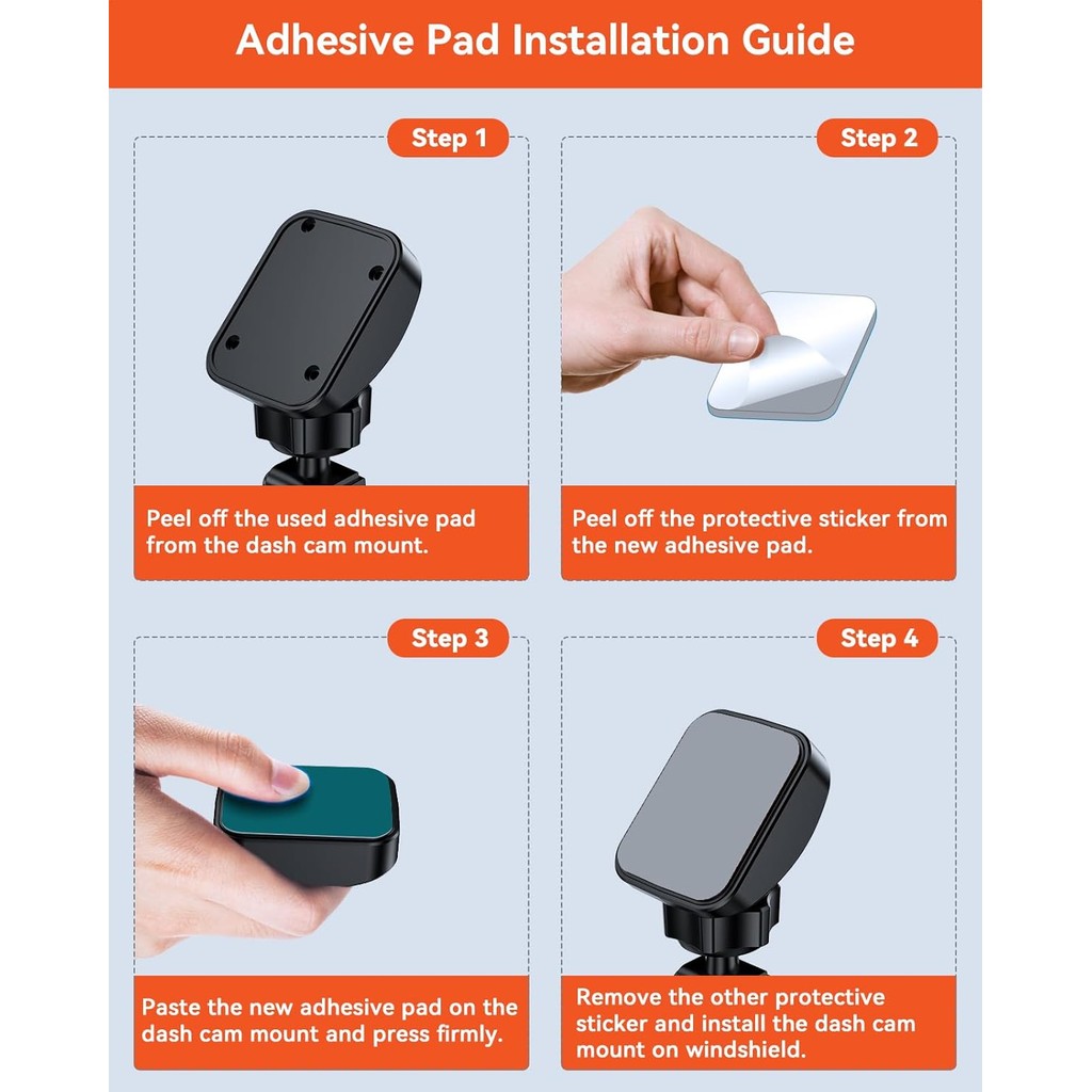Vantrue กระจกรถยนต์แผ่นกาวปรับแต่งสองด้าน,สติกเกอร์ไฟฟ้าสถิตปราศจากสารตกค้าง,ส่งเสริมการยึดเกาะที่ทน