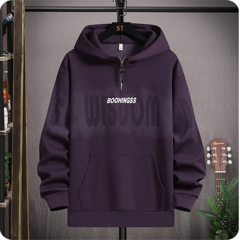 เสื้อกันหนาวครึ่งซิป ม-8เอ็กแอล สไตล์เกาหลี อินเทรนด์ หลวมสบาย มีหมวก สำหรับผู้ชาย ราคา ถูกที่สุด ดีลบีเคเค แกลเลอรีภาพที่ 5