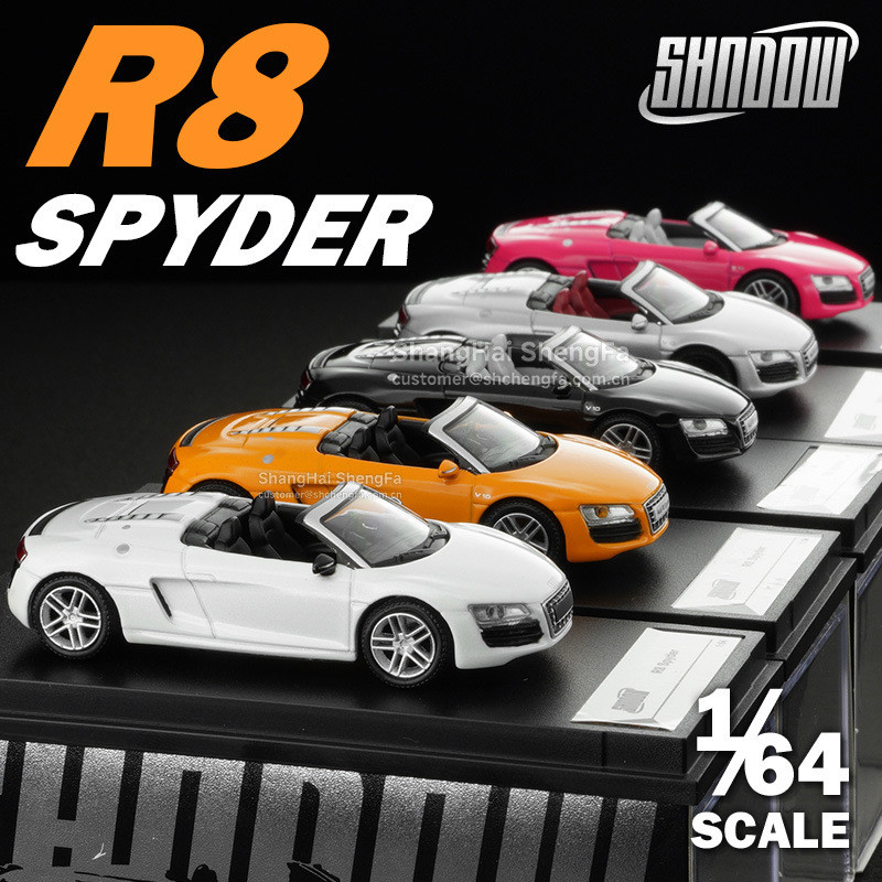 DCT/Shadow 1/64 Audi R8 Spyder รถรุ่นจําลอง Convertible Supercar ตกแต่ง