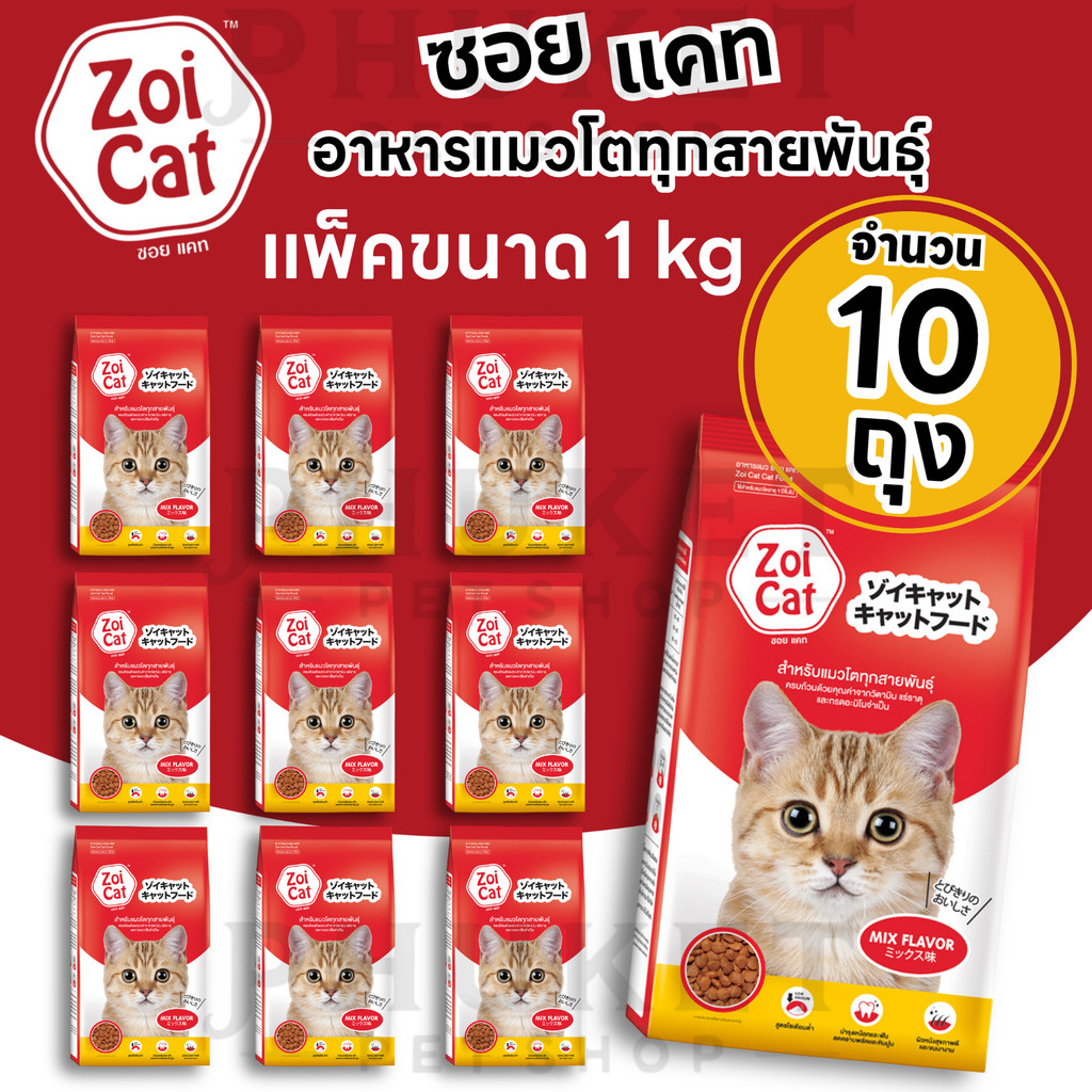 (1 กก จำนวน 10 ถุง) Zoi cat ซอยแคท อาหารแมว