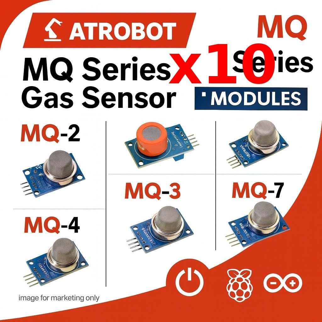 10 Sets – MQ-2, MQ-4, MQ-5, MQ-6, MQ-8, MQ-135 Gas Sensor Mo
