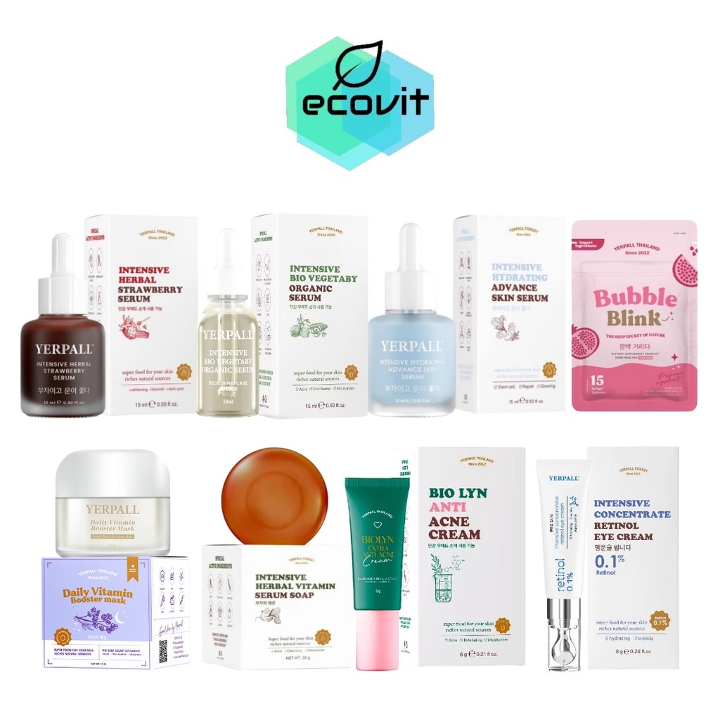 YERPALL เซรั่มสตรอเบอรี่ /มาร์คม่วงหน้าสด /เจลแต้มสิว /วิตามินแก้มใส /สบู่เซรั่มสด /เซรั่มผัก / แอดว