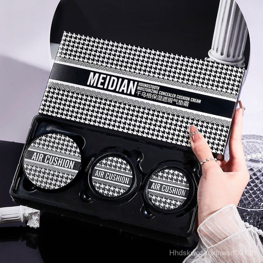 [ฟรี 2 แพ็คเปลี่ยน] Houndstooth Cushion bb Cream Female Non-Stick Powder Student Party Liquid Founda