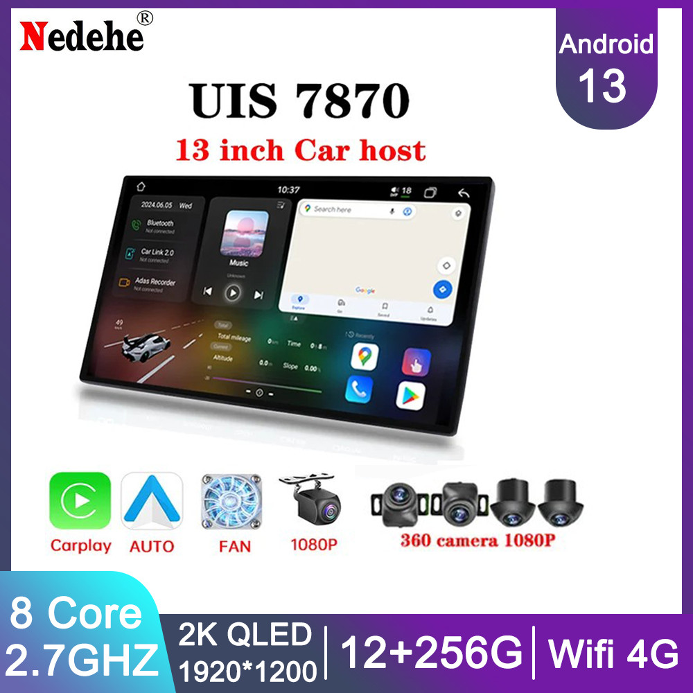 13 นิ้ว FYT 7870 Universal Android13 เครื่องเล่นวิทยุติดรถยนต์ Carplay Auto 2K QLED หน้าจอ 4G Wifi G
