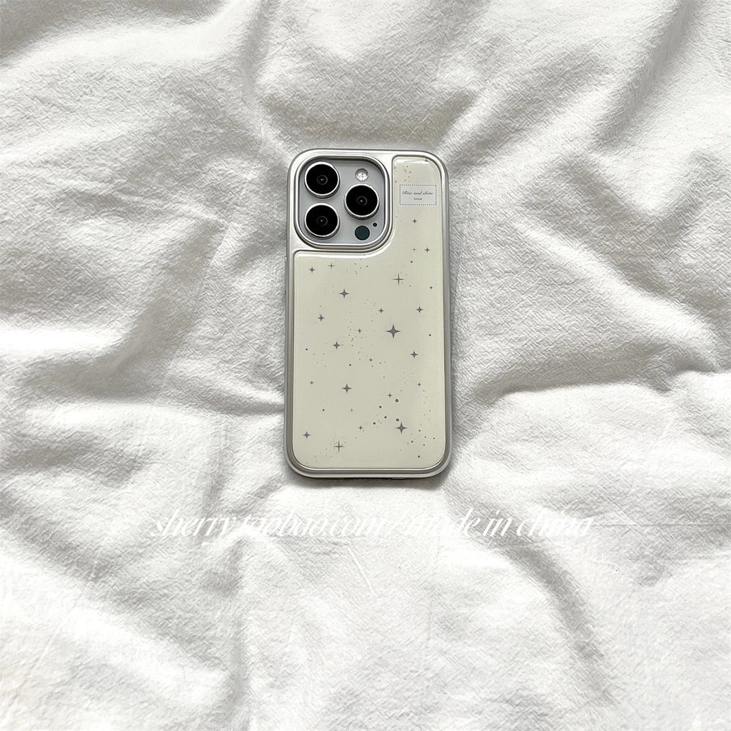 Milky White Cross Star เคสโทรศัพท์ Anti-Fall สําหรับ iPhone 16 Promax 15 Promax 11 12 13 14plus 15plus 16e 16plus 16pro 15pro