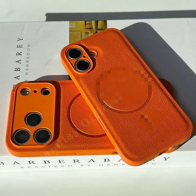 Lichee รูปแบบ PU หนังคุณภาพสูงสีส้มสําหรับ iPhone 17Pro 17Promax 17Air 16 16Pro 16Promax 15 15Pro 15Promax 14 14Pro 14Promax 13Pro 13Promax 17 12Promax 14 12Pro