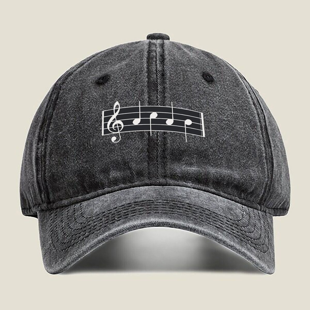 COD 2025Music Notes Music - แรงบันดาลใจ, Music Notes Black Design Unisex ปรับผู้ใหญ่ล้าง Denim Baseb