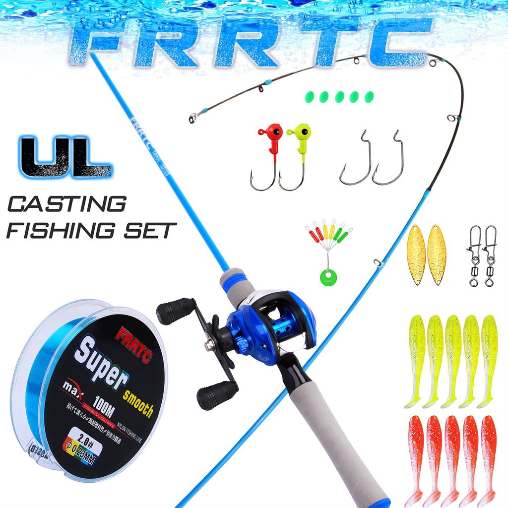 FRRTC ULคันเบ็ดคาร์บอนน้ำหนักเบาพิเศษและรอกเบทคาสติ้ง 7.2:1สำหรับตกปลาน้ำจืด