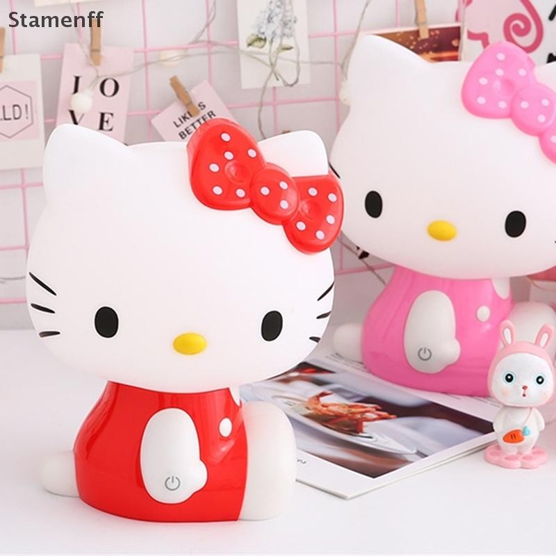 Null 3D LED Hello Kitty Night โคมไฟ Touch Kawaii Sanrio KT แมว USB เด็กให้อาหารบ้านห้องนอนป้องกัน Ey