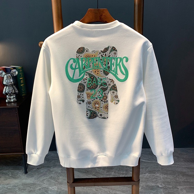 เสื้อสเวตเตอร์หนักสีดําสีขาวสีเทาผ้าฝ้ายแท้ปกติ P33COD2025WY0403320คอกลม คุณภาพสูง P28] Hebei M-3XLn