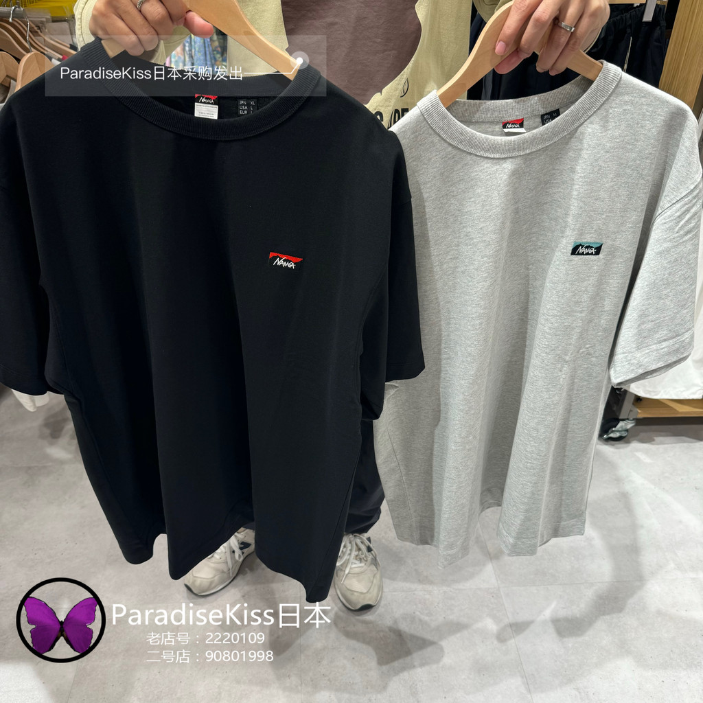 NANGA Eco Hybrid Box Logo ผู้ชายและผู้หญิงคลาสสิกป้ายเล็กพิมพ์เสื้อยืดผ้าฝ้ายพรีเมี่ยม 100% แขนสั้นขนาดใหญ่